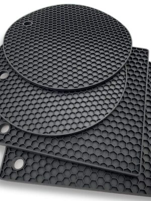 Afecto Siliconen zwarte Pannenonderzetter Hittebestendig 4 stuks