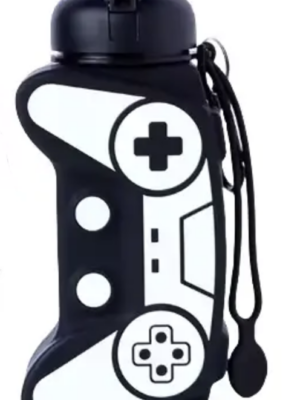 waterfles in vorm van gamecontroller - zwart/wit - siliconen, lichtgewicht