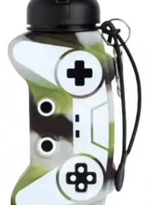 waterfles in vorm van gamecontroller - groen/wit - siliconen, lichtgewicht