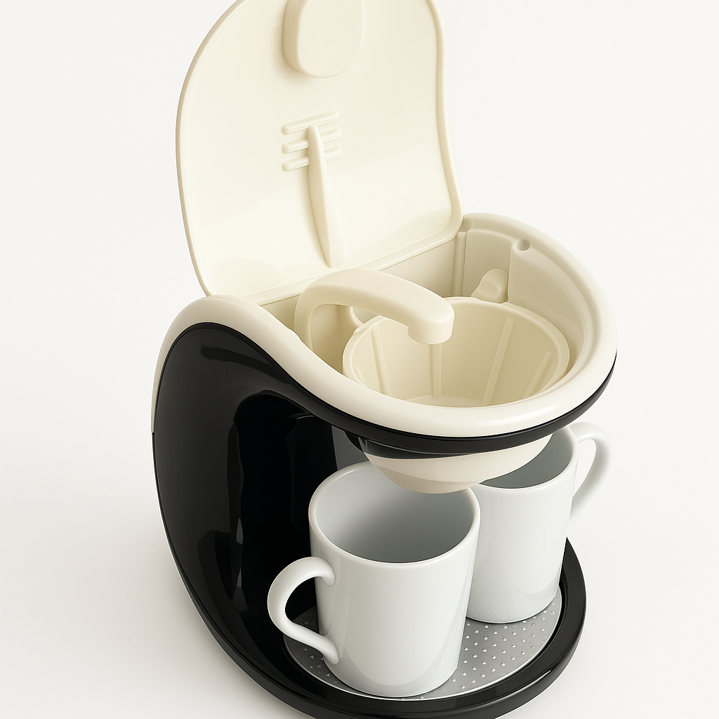 Koffiezetapparaat inclusief twee kopjes – Compact Filter Koffiezetter – Geschikt voor 2 Kopjes - Afbeelding 2