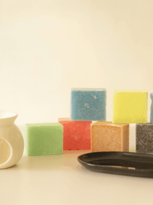 set van 8 amber blokjes met schaaltje en rasp