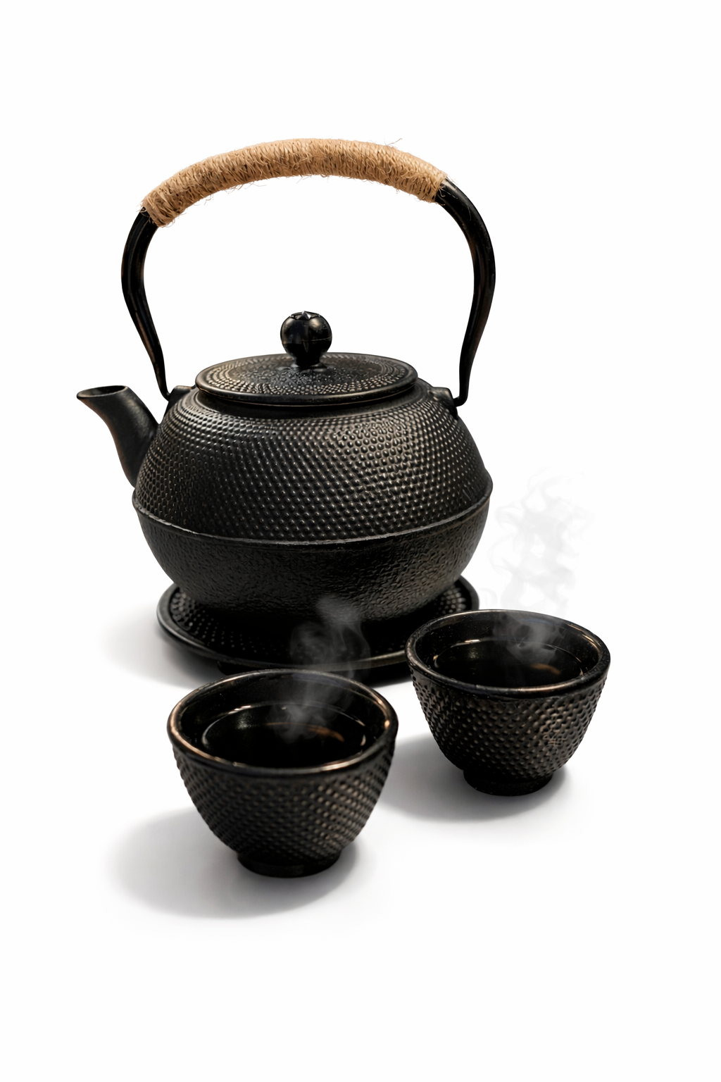 Gietijzeren Theeset – 1,1 liter – Zwart – Theepot met Kopjes – Japanse Stijl