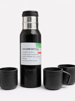 Thermoskan met 3 kopjes - Isoleerfles - Zwart