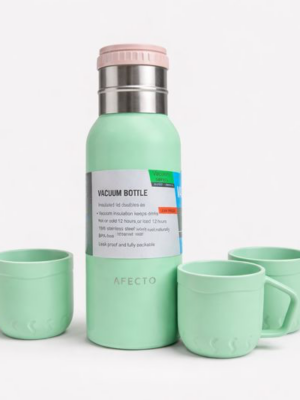 Thermoskan met 3 kopjes - Isoleerfles - groen