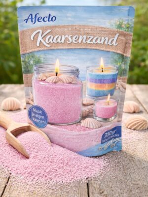 Kaarsenzand Roze – 350 g (+50 g Extra) – Maak Je Eigen Kaarsen – Inclusief Lonten