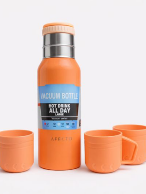 Thermoskan met 3 kopjes - Isoleerfles - oranje