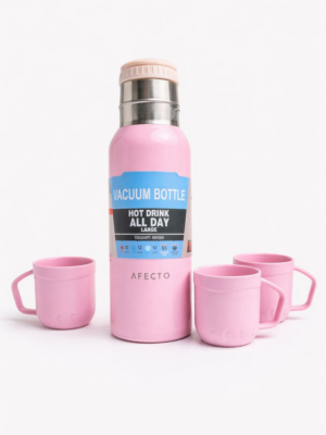 Thermoskan met 3 kopjes - Isoleerfles - Roze